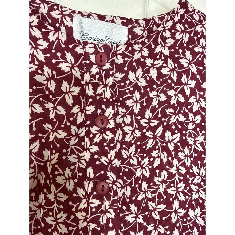 Vtg Carriage Court Floral sheer cottage Core Prairie Sz Small Ruffle - Picture 2 of 7